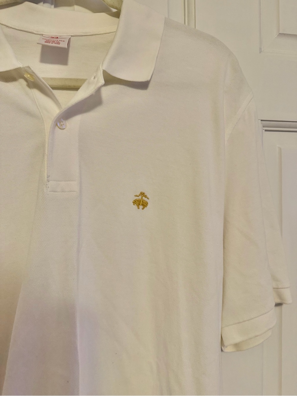 Brooks Brothers White Pique Polo Shirt Men's Large Classic Fit Short Sleeve - Picture 5 of 8